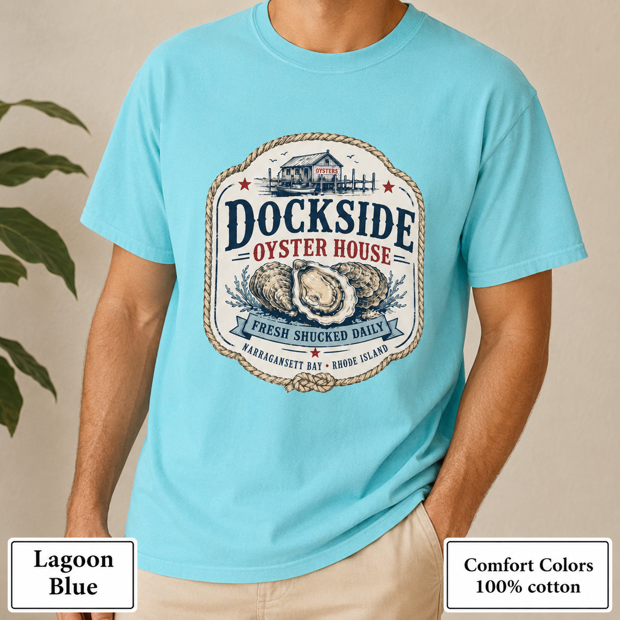 Dockside Oyster House Shirt, Coastal Comfort Colors Rhode Island Tee