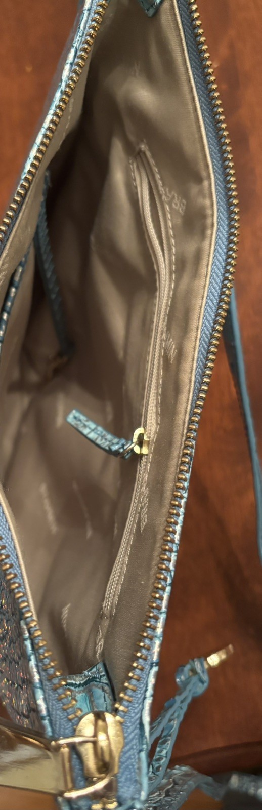Brahmin Katie Blue Melbourne Crocodile Embossed Leather Crossbody Bag-Great Cond