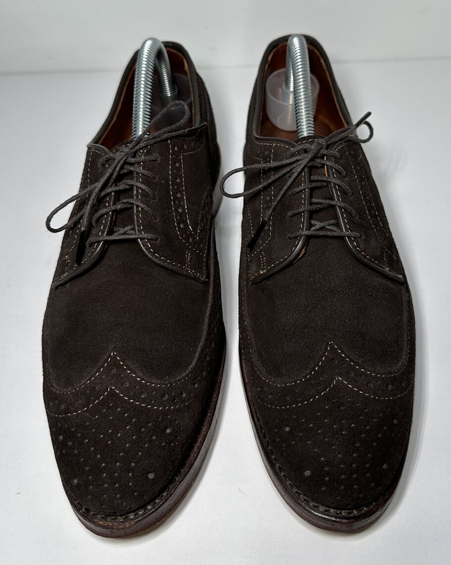Allen Edmonds Player’s Shoe Wingtip Dress Dark Brown Suede Shoes Mens Size 7D