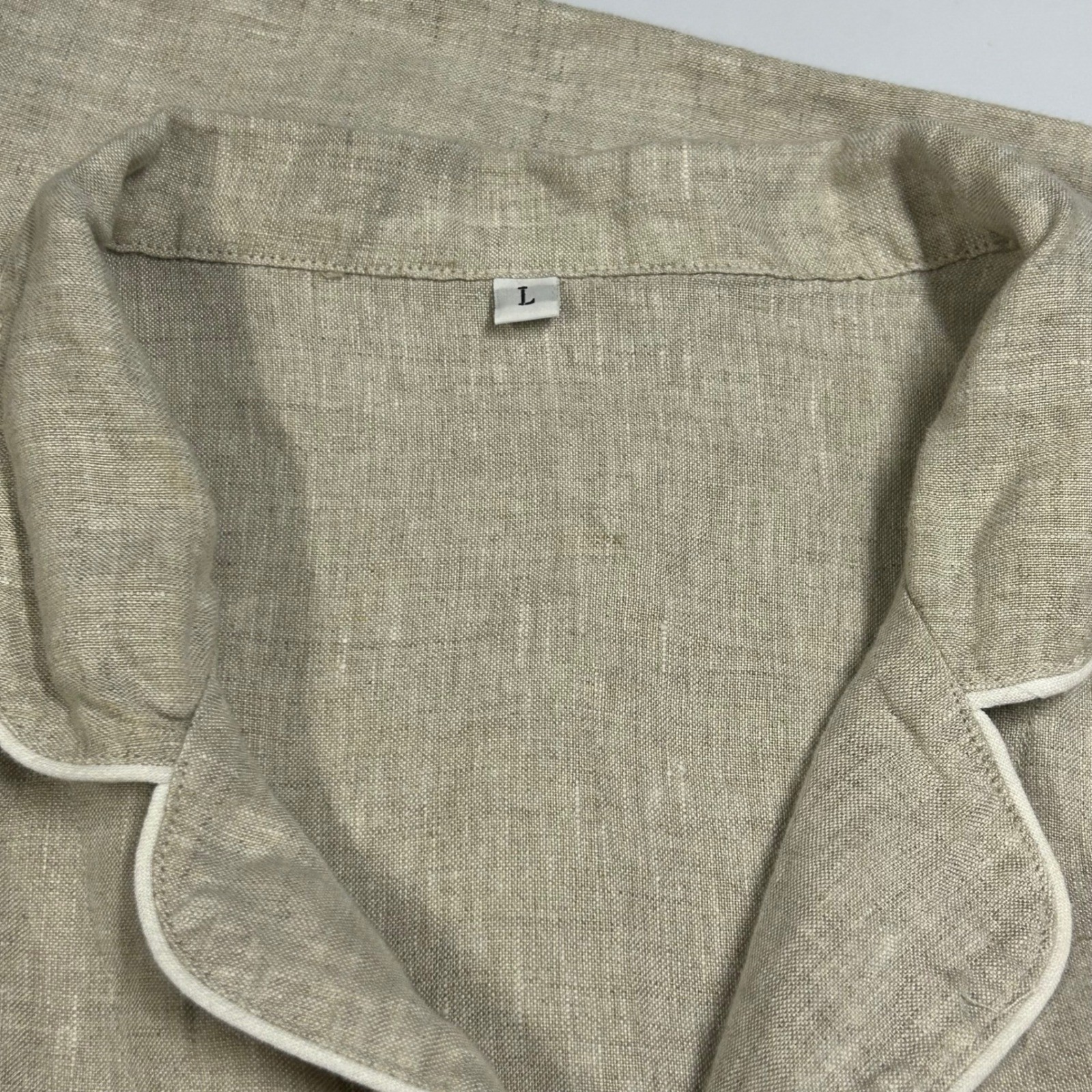 Breevar Womens Hemp Sleepwear Pajama Set L Natural Top Pants Sustainable