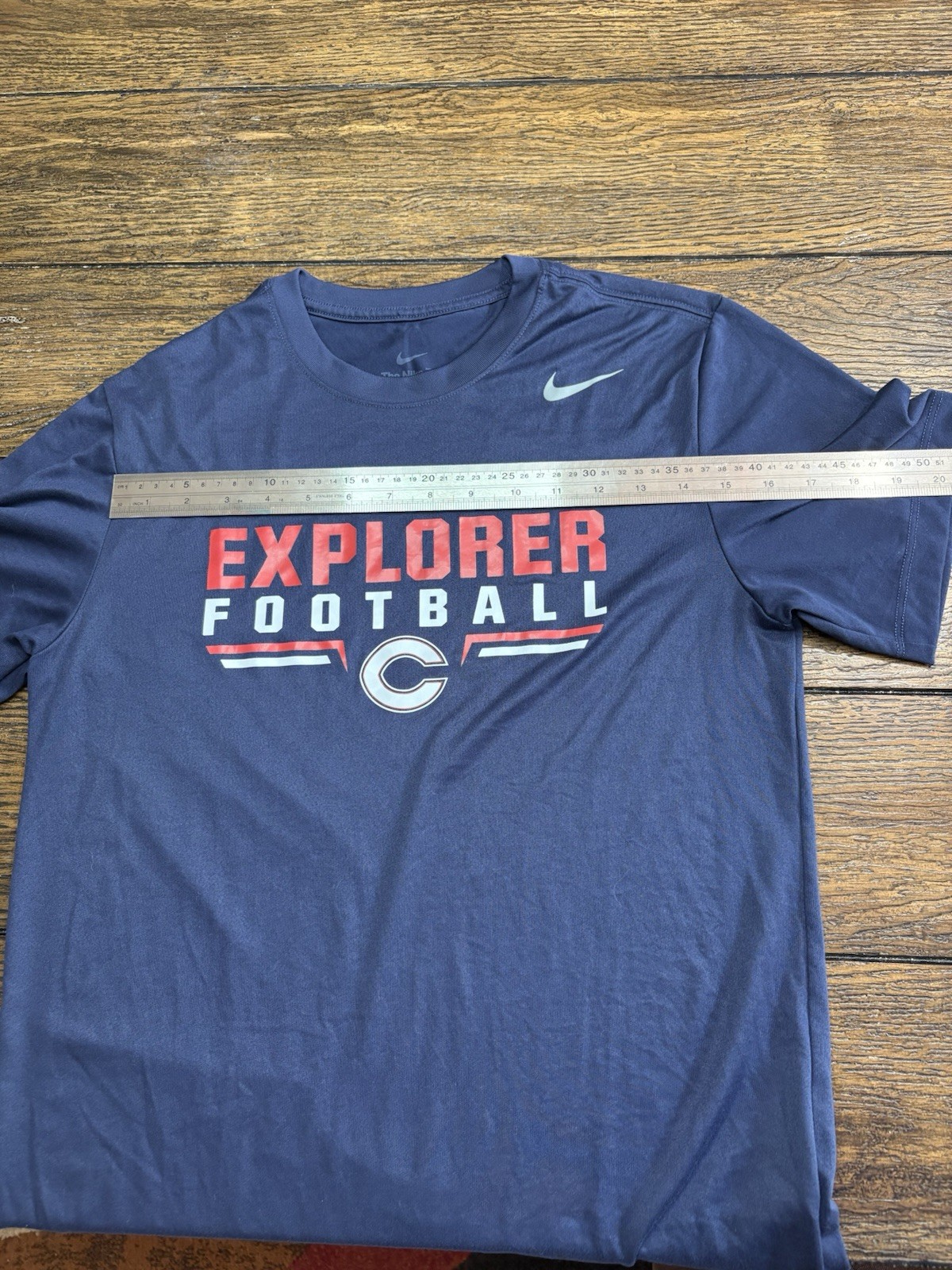 Nike Dri-FIT Size Small unisex Tee Breathable Crew Neck Football color blue