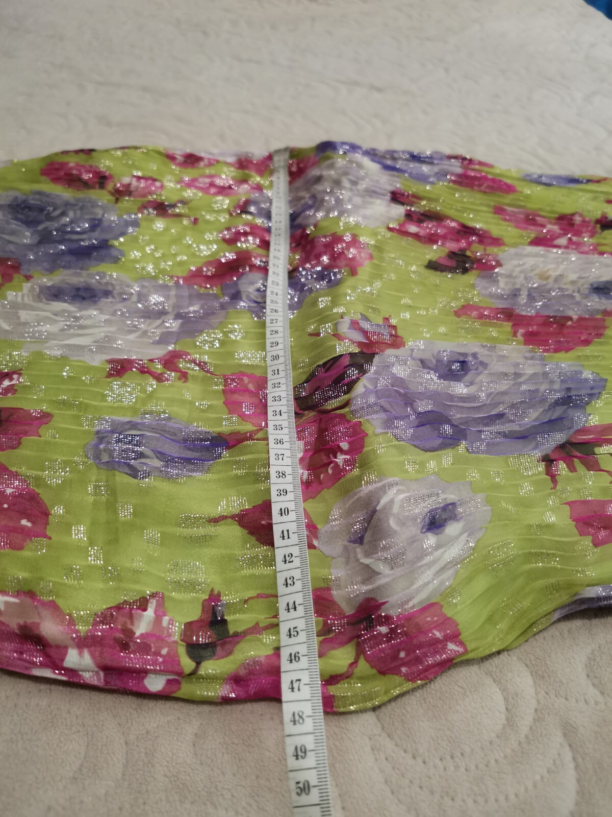 🆓US🛃 vtg 2000 Dolce&Gabbana floral printed Corrugated pleated Silk Dress IT 44