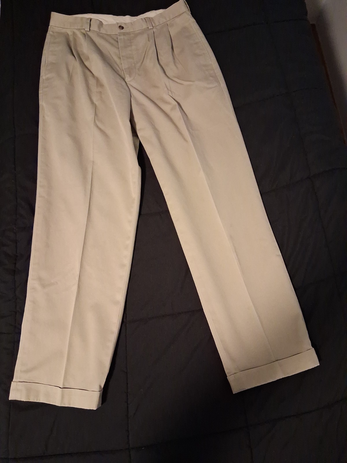 Brooks Brothers Elliot Advantage Chino Men Pleated Cotton Khaki Pants W35 L32