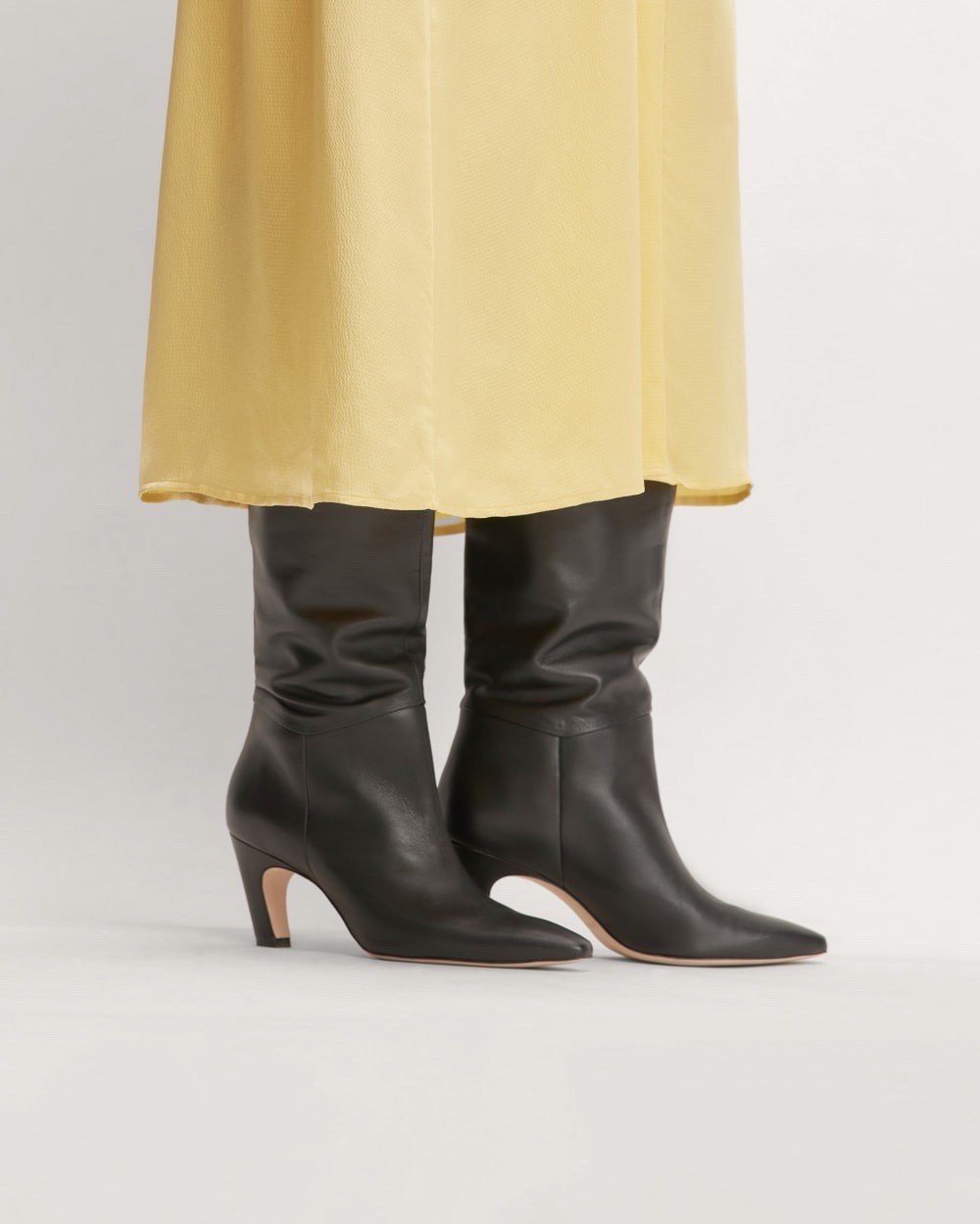 Everlane The Banana Boot Black Napa Leather Knee High Heeled Pointed Toe 7 NWB