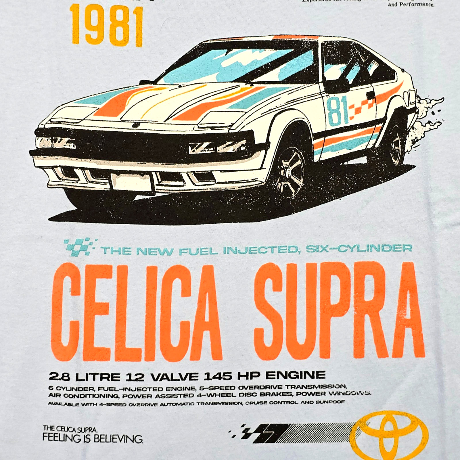 Toyota Supra Celica Shirt Mens Large Blue JDM Tuner 1981 Casual Race Car NWT
