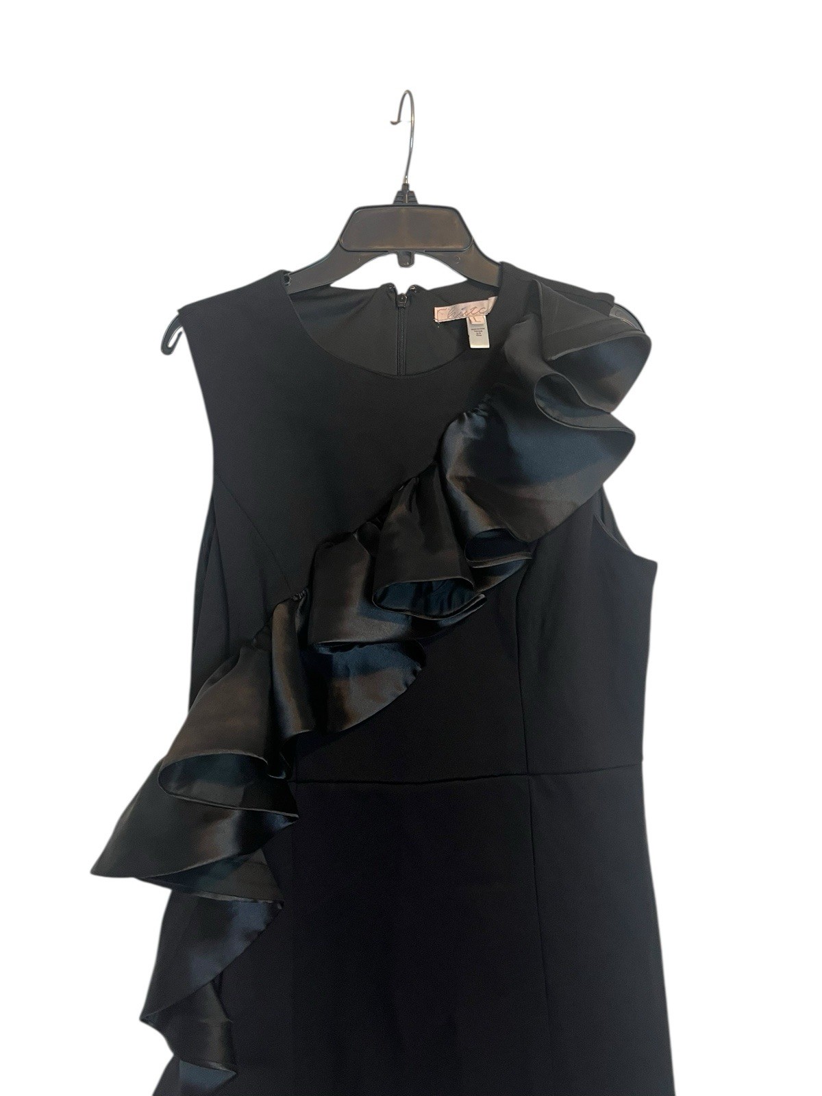 Hutch Anthropologie Ruffle Dress Large Black Mini Sleeveless LBD