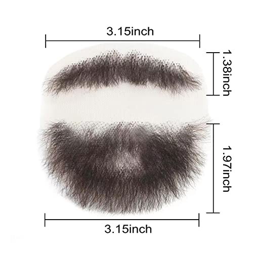 Fake Beard and Goatee Brown Synthetic Fiber Lace Base Hand Knoted Dark Brown