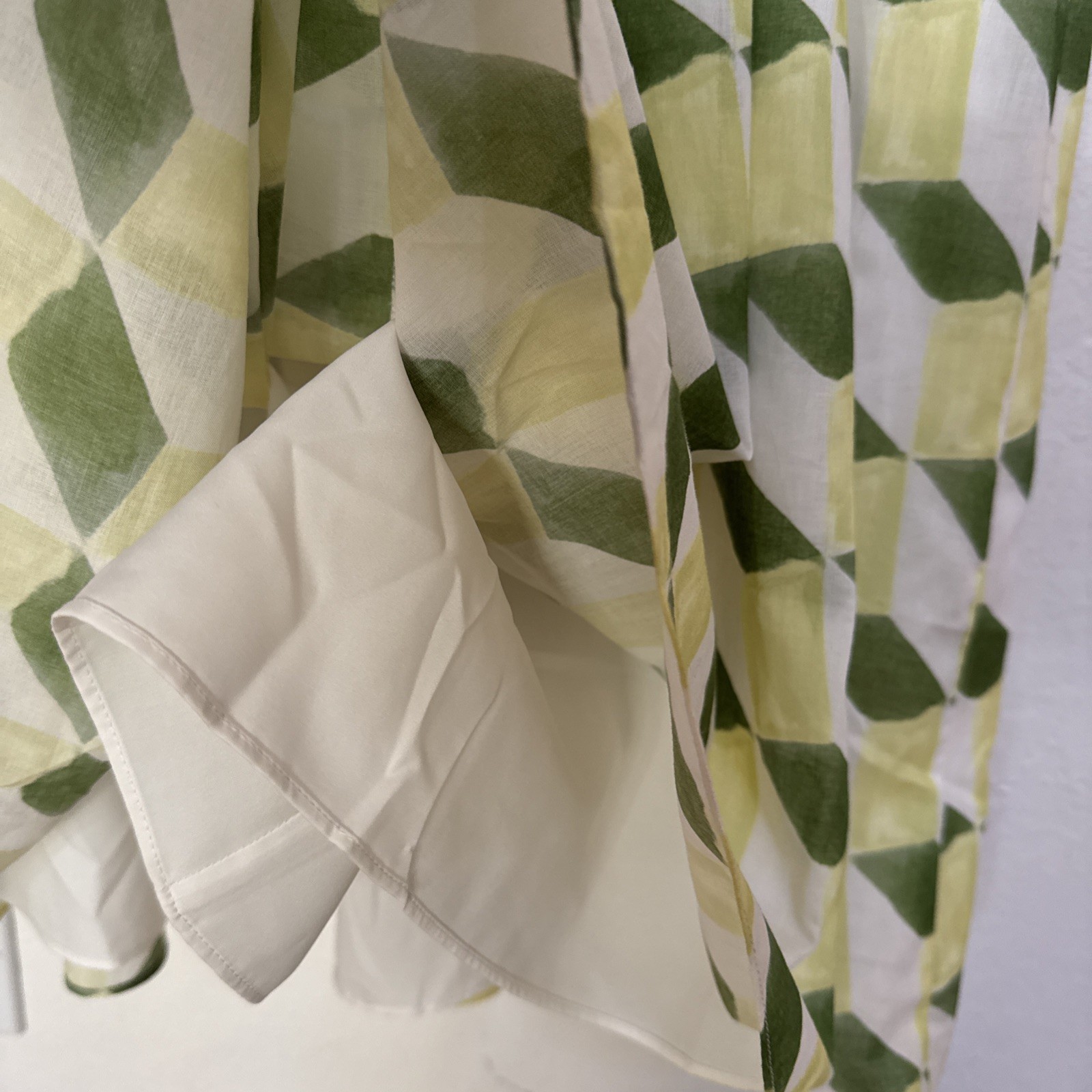 Voile Light Green Geometry banana republic maxi dress xl Lined Pockets CottonNEW