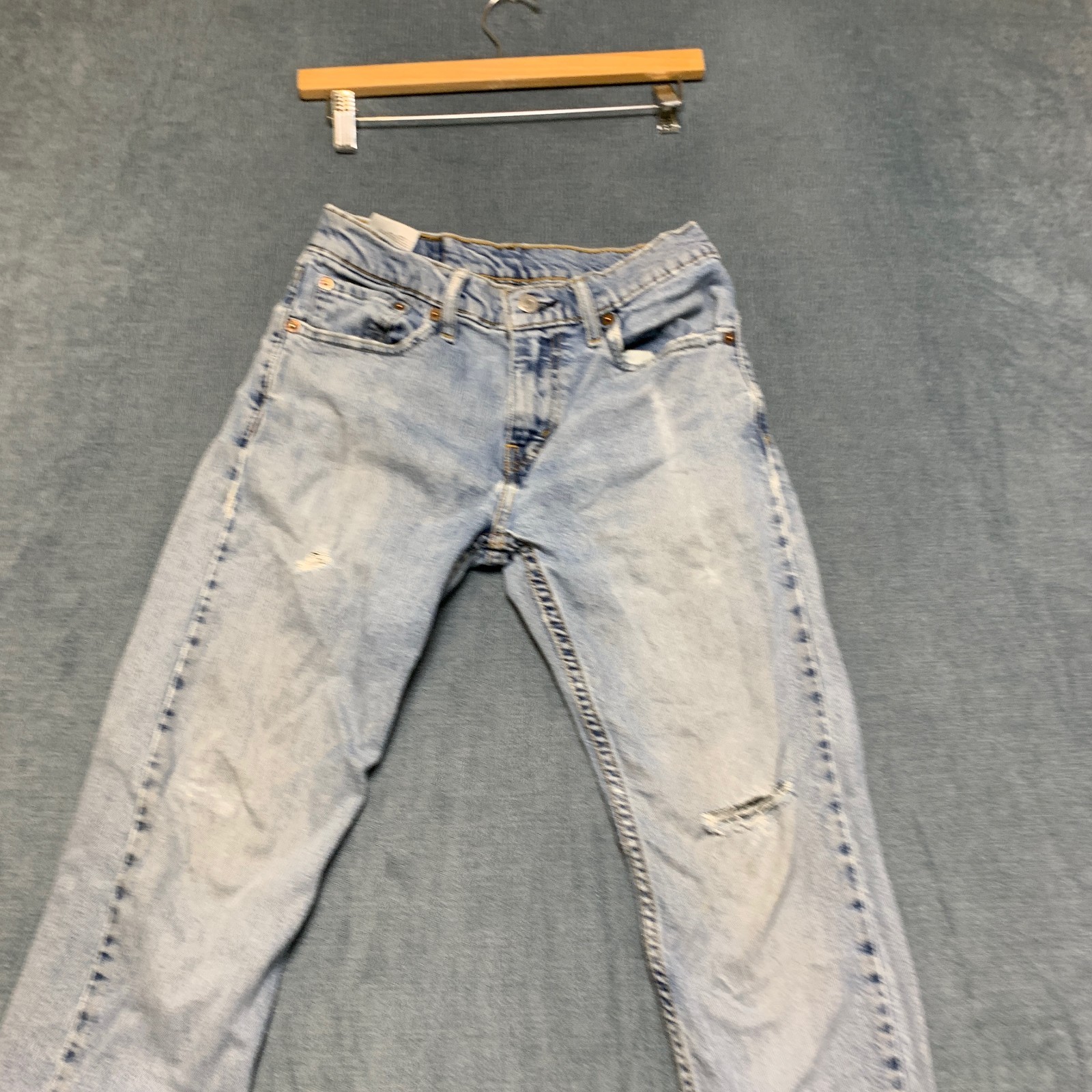 Levi’s 512 Slim Taper Fit Jeans Mens 28×30 Blue Denim Light Wash Distressed