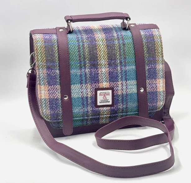 Maccessori Harris Tweed & Vegan Leather Messenger Bag Adjustable Cross Strap