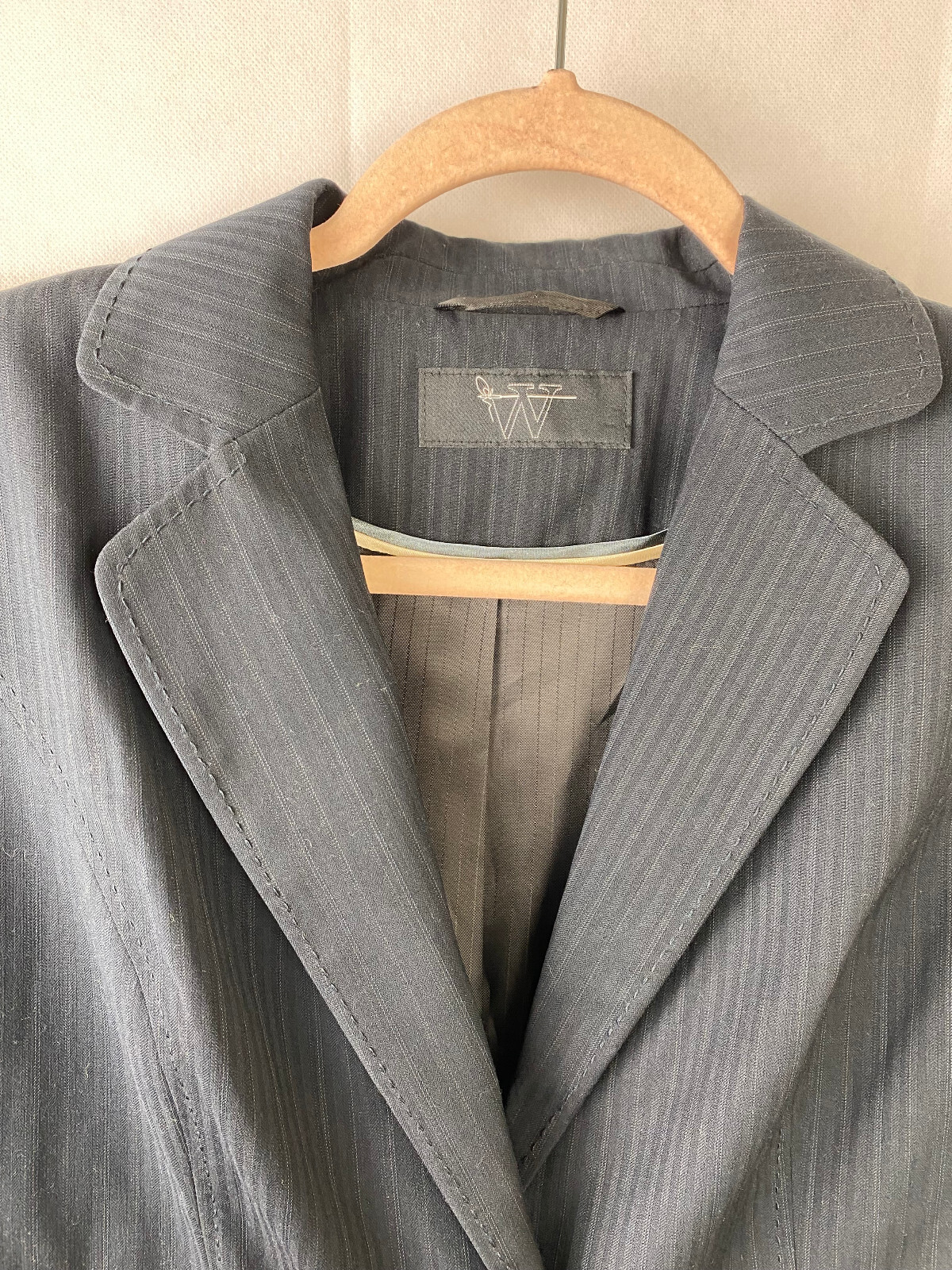 Bhs Classic Vintage Pinstripe Dark Navy Suit Blazer UK 10