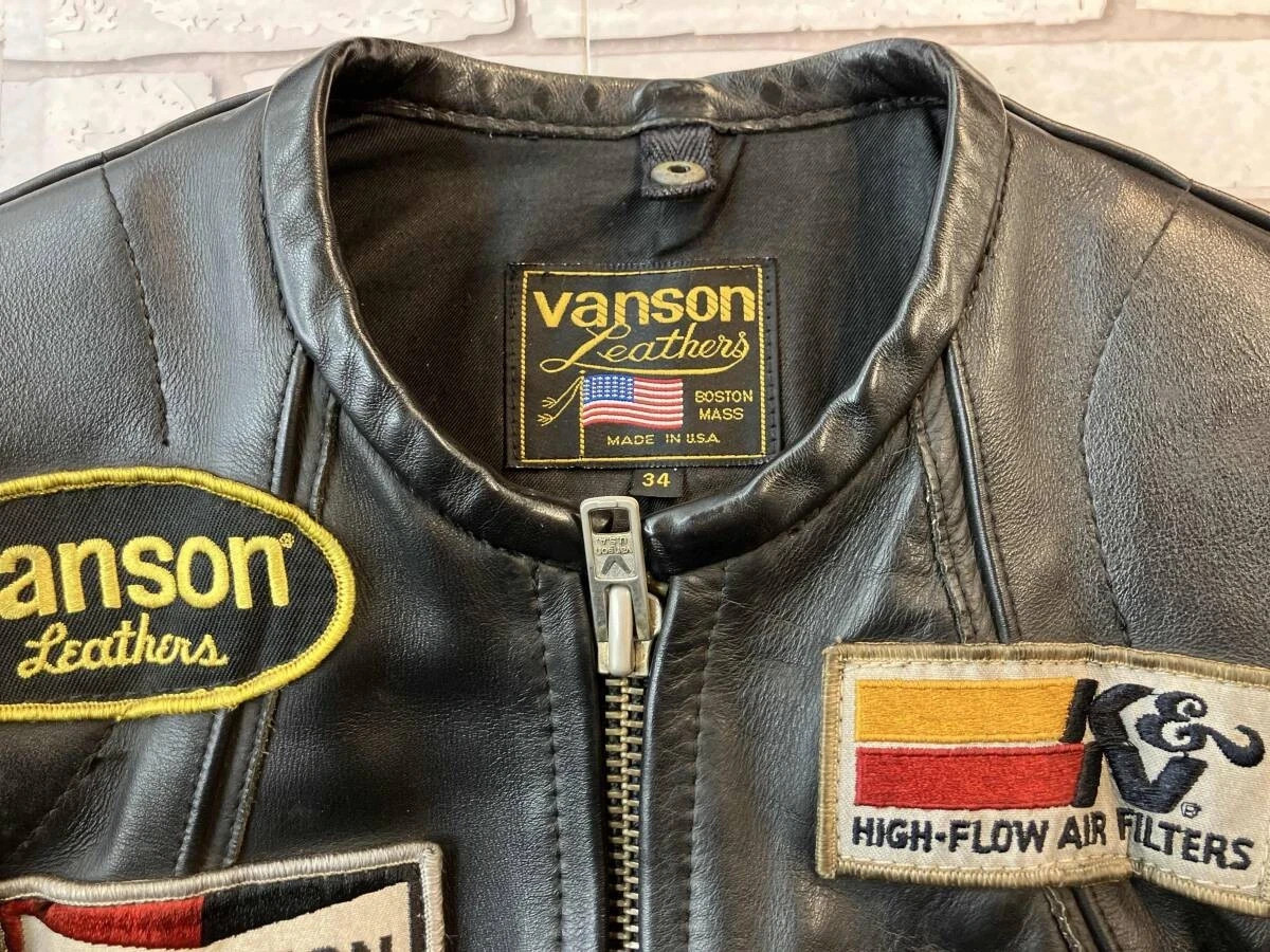 Vanson One Star unique Leather Motorcycle Race Jacket Black