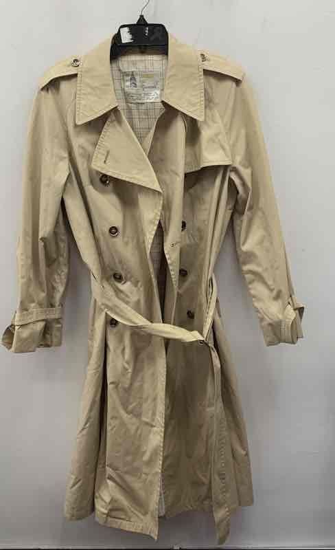 Vintage London Fog Women’s Tan Double Breasted Trench Coat Belted Sz 12 Reg