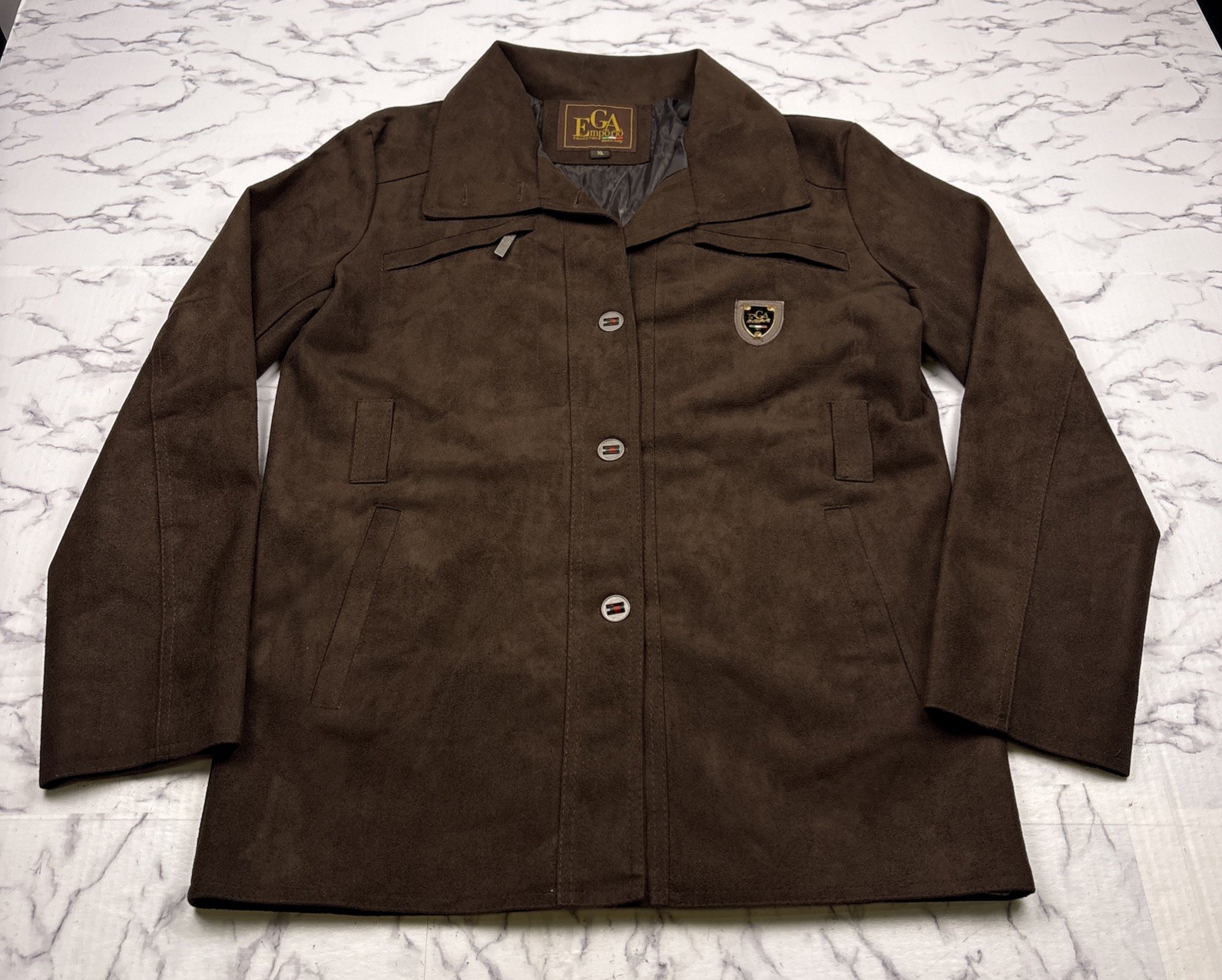 EGA Emporio Brown Suede Belted Button Accent Mid-Length Women’s Jacket Size XL