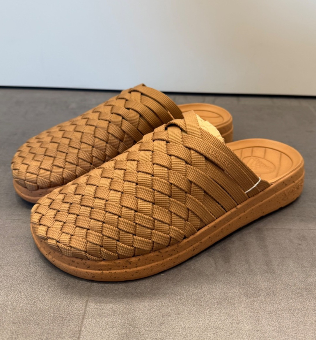 Men’s Malibu Sandals Colony Nylon EVA Rubber Woven Sandal Tan / Tan (Brand New)