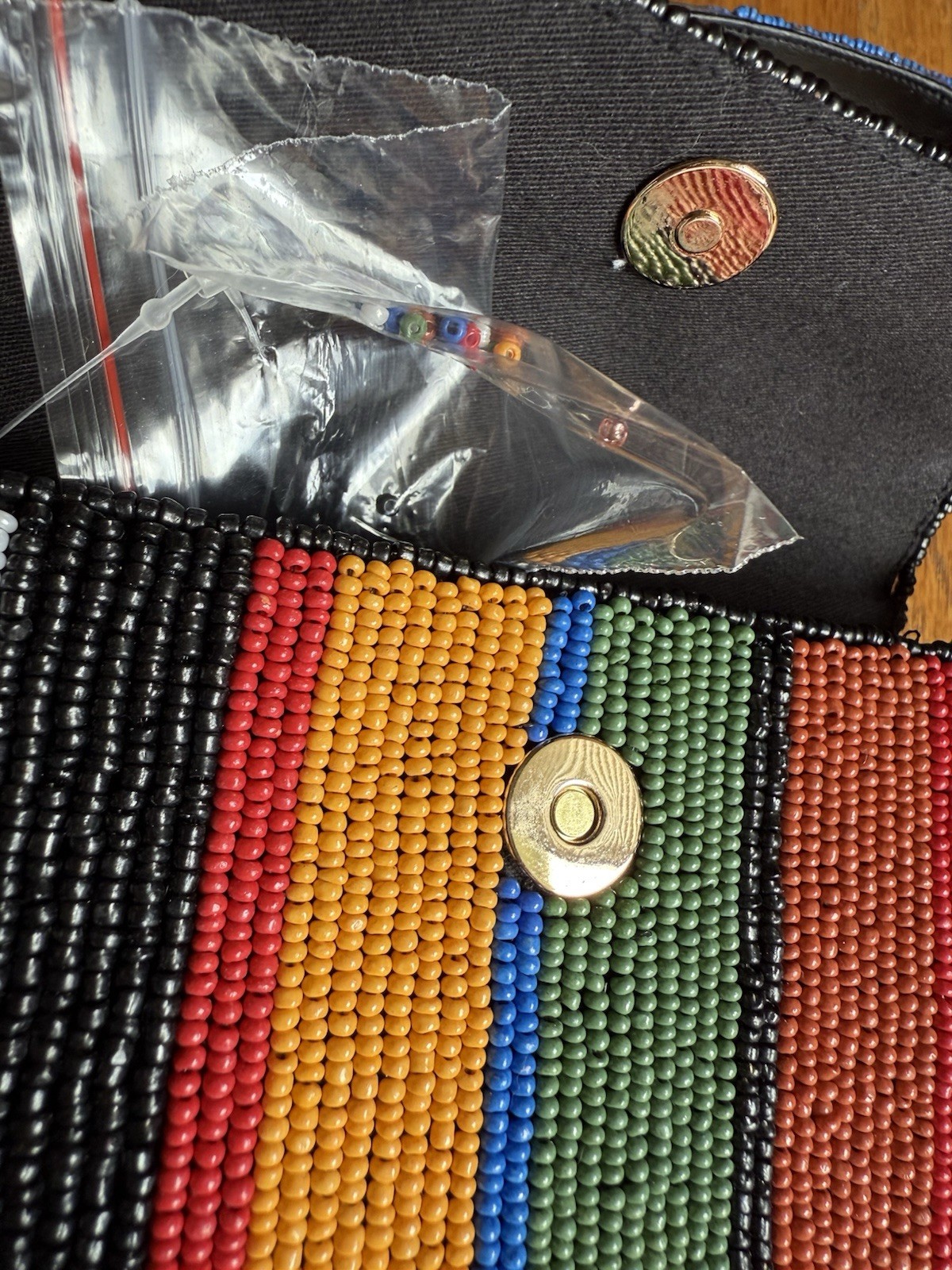 ANTHROPOLOGIE FIONA SUPER MINI BEADED BAG PURSE WALLET MULTI STRIPE NWOT