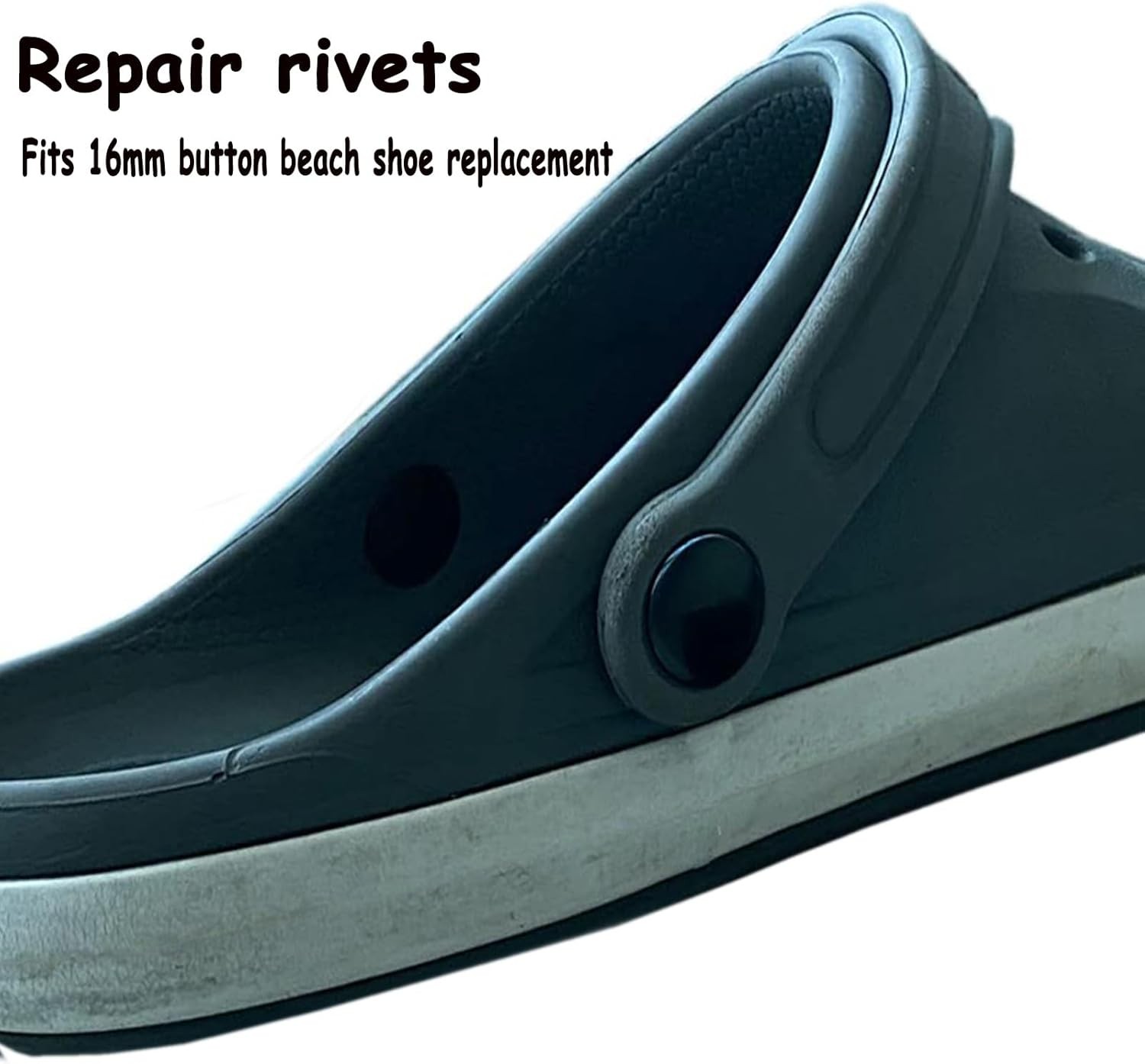 6 Sets Replacement Rivets Button Strap Compatible for Clog Shoe Black