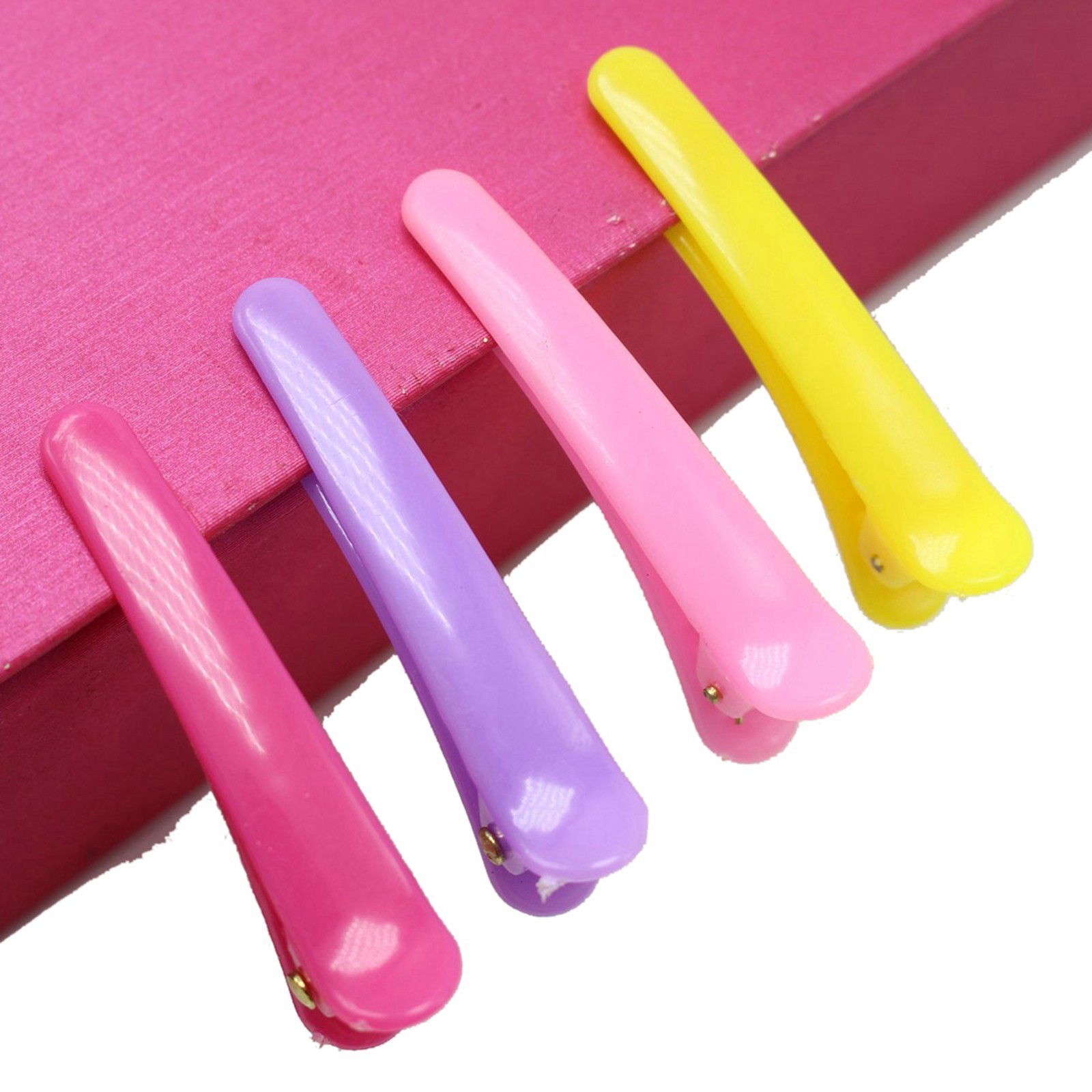 50pcs Mixed Bubblegum Color Hair Clips – 45mm Plastic Prongs Alligator Clips