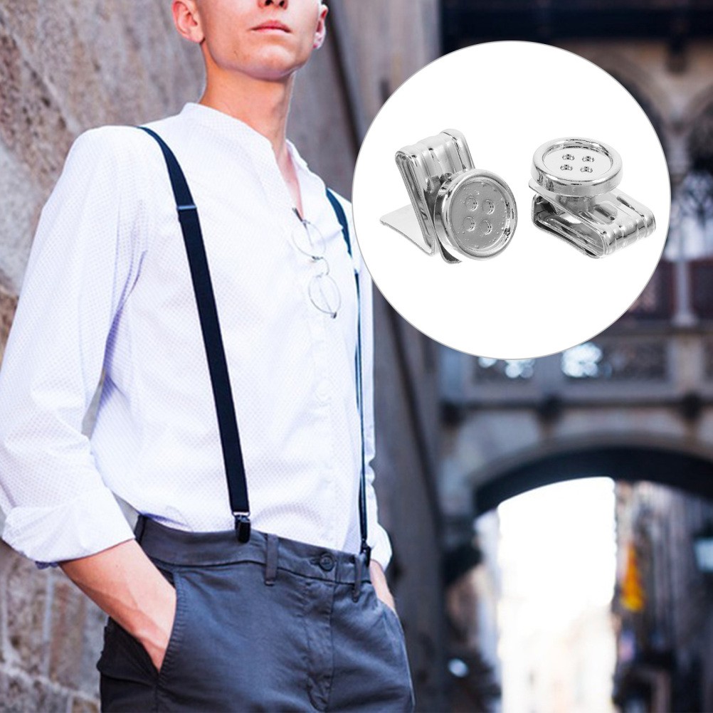 6 Pcs Removable Metal Button Suspender Buttons for Men Pants Jeans
