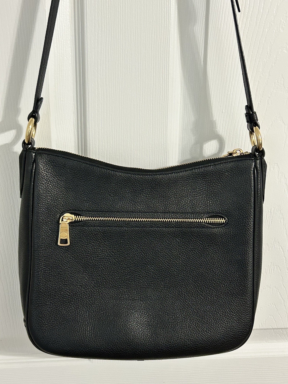COACH Chaise Leather Crossbody Polished Black Gold Medium