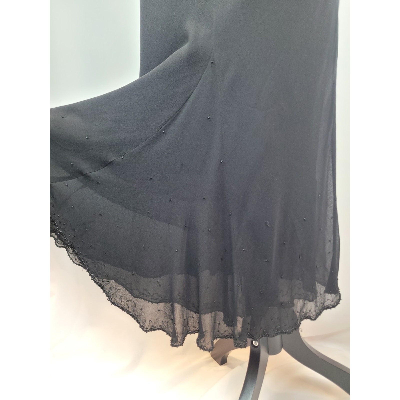 Jones New York Regency Silk Beaded Accent Evening Gown Dress Black Womens 10