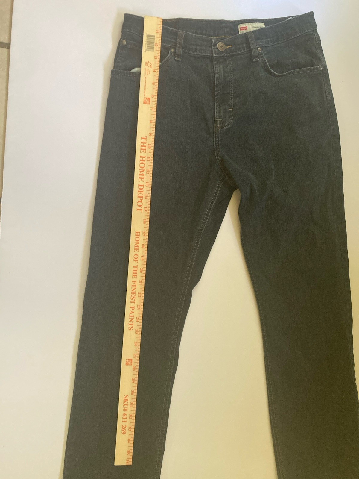 Wrangler Men’s Straight Fit Dark Wash Blue Denim Jeans Stretch 5-Pocket
