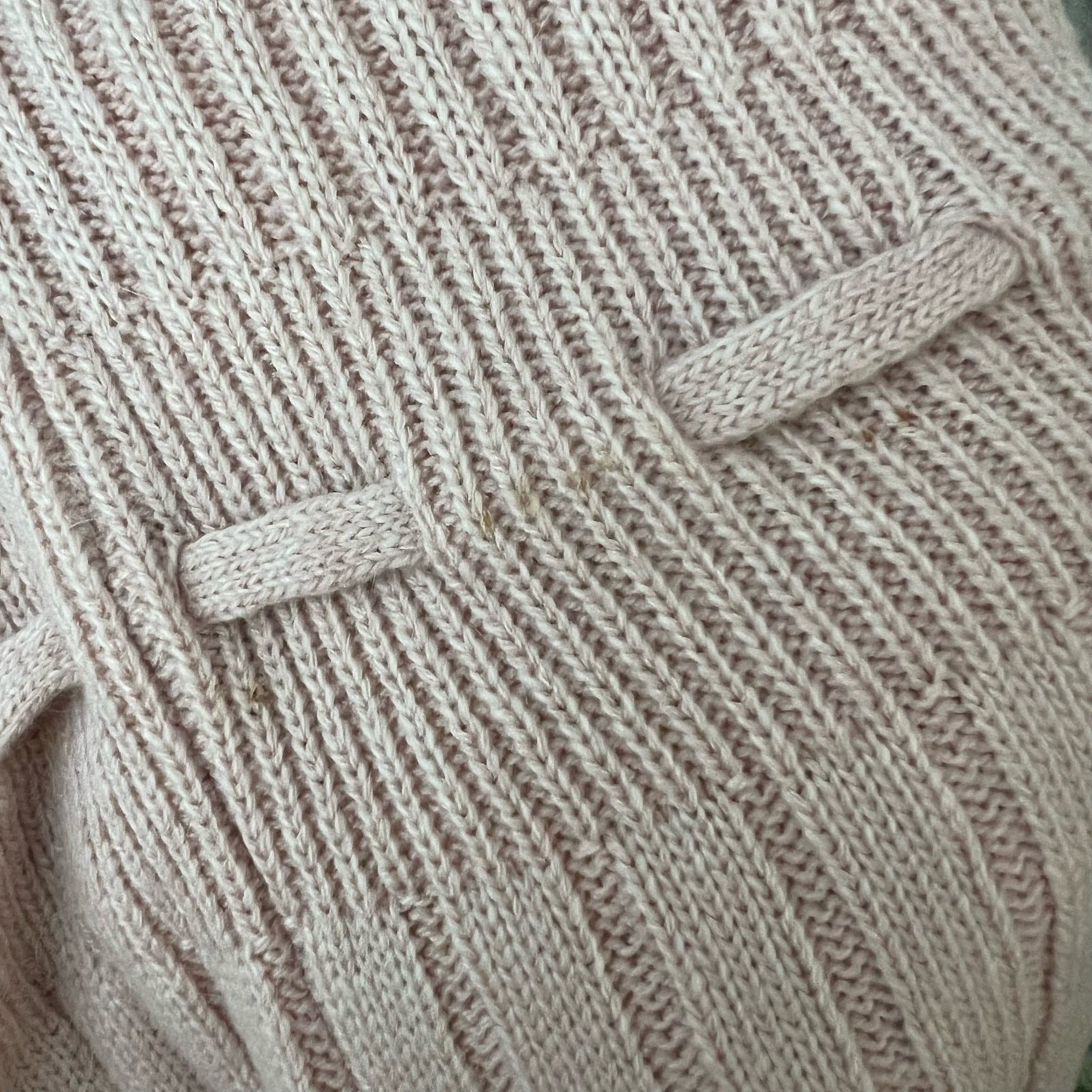 Cache Wool Blend Cardigan S/M Women Pink Angora Tie Front Ruffle Chunky Rib Knit