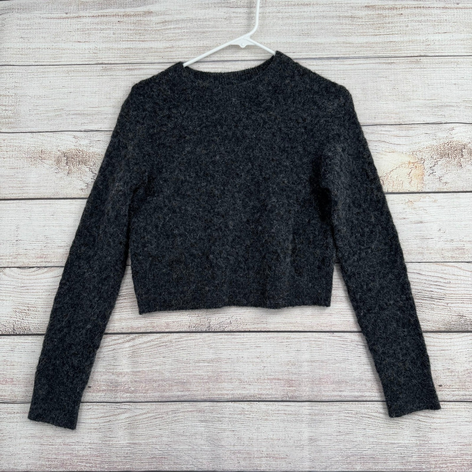 Lululemon Alpaca Wool Blend Sweater Womens S/P Grey Cropped Crewneck LW3HZKS