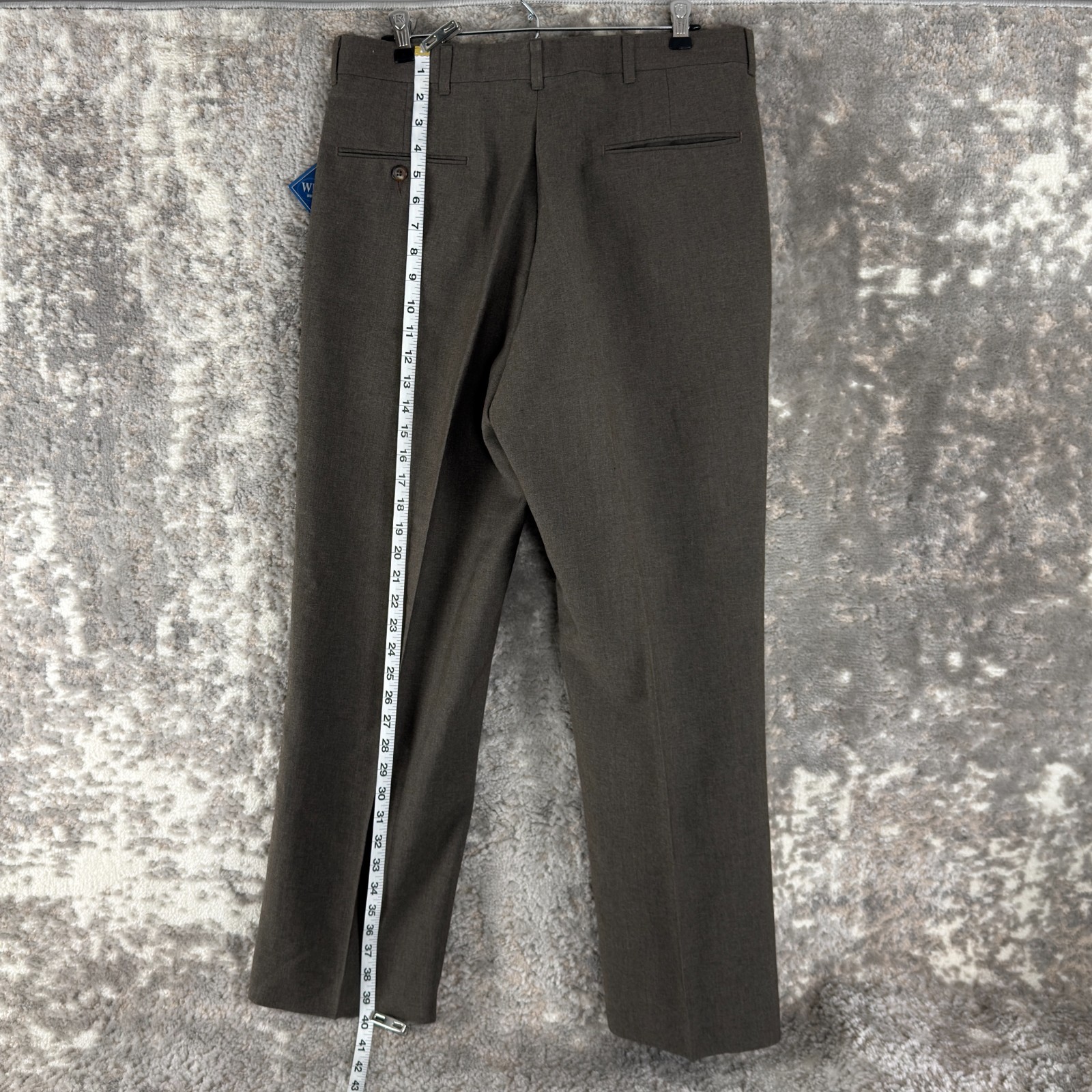 TownCraft Size W34 Worsted Wool Blend Minimalist Preppy Straight Leg Pants Brown