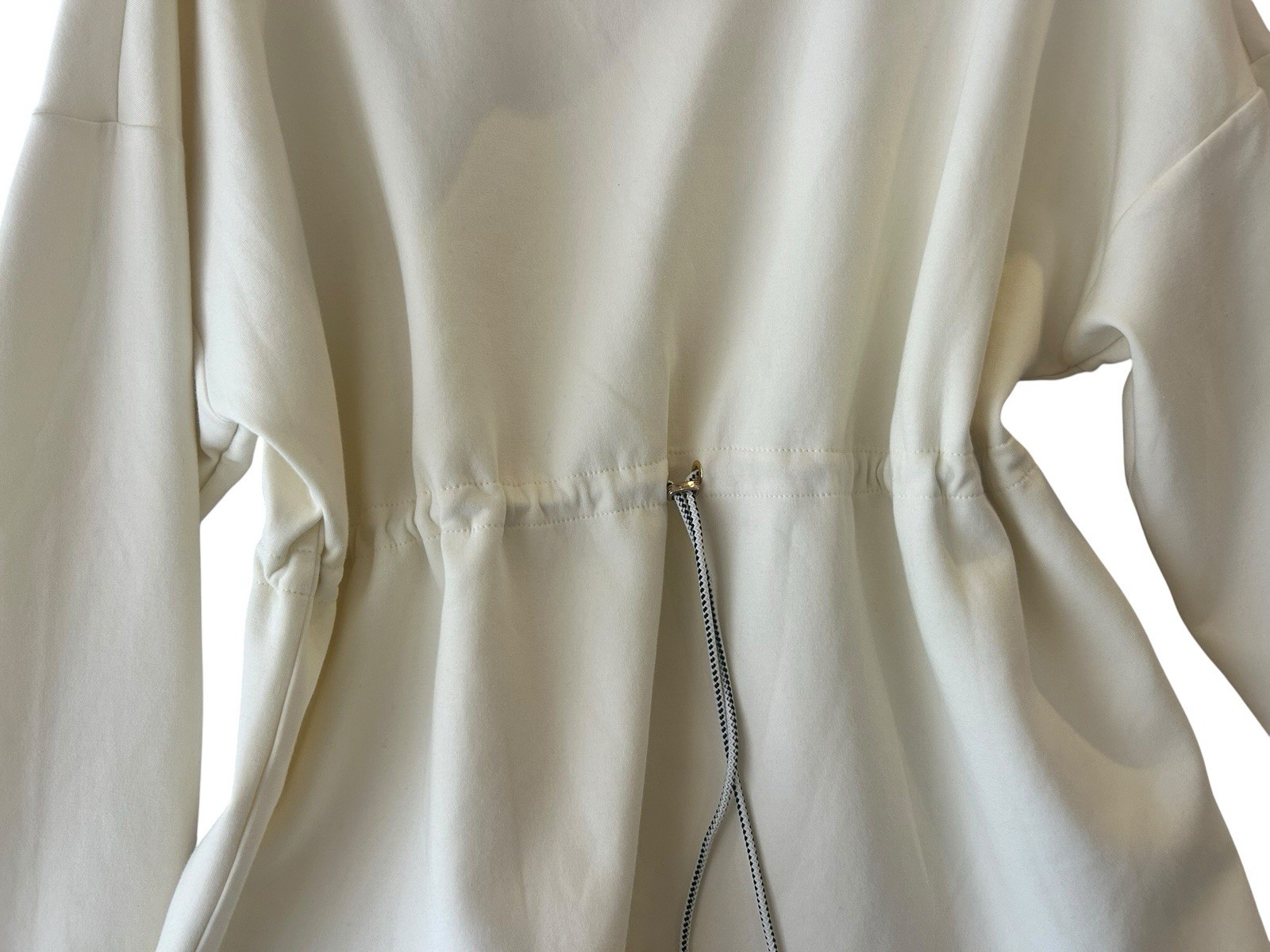 Varley Freya Sweat Funnel Neck Sweatshirt Ivory Marl Drawcord Waist Size L NWT