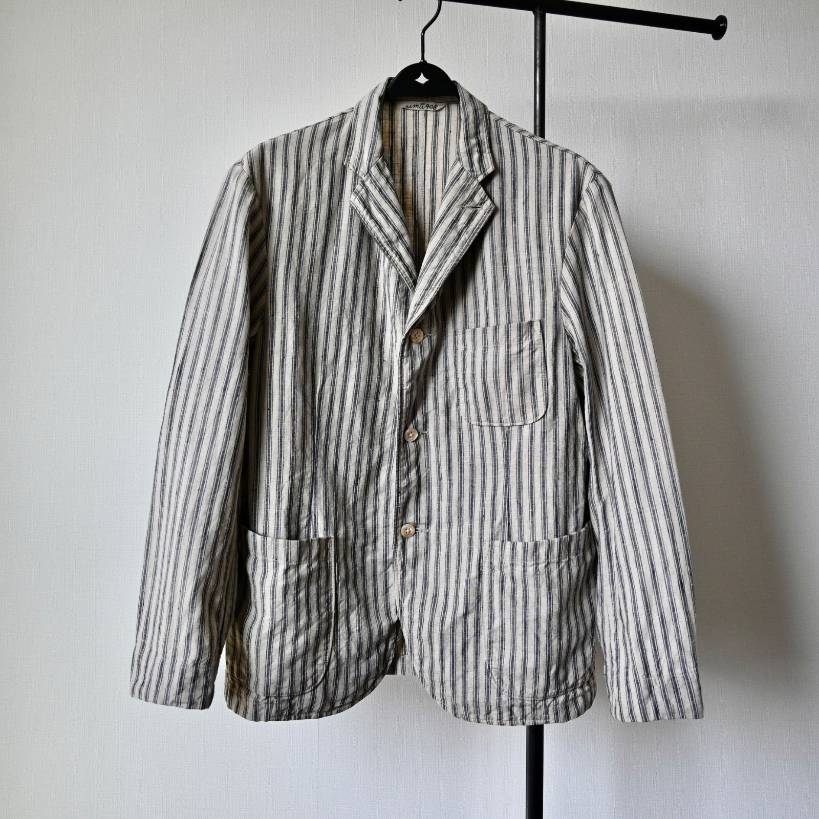 Umii 908 by 45rpm striped linen tailored jacket, made in Japan, vintage-inspired