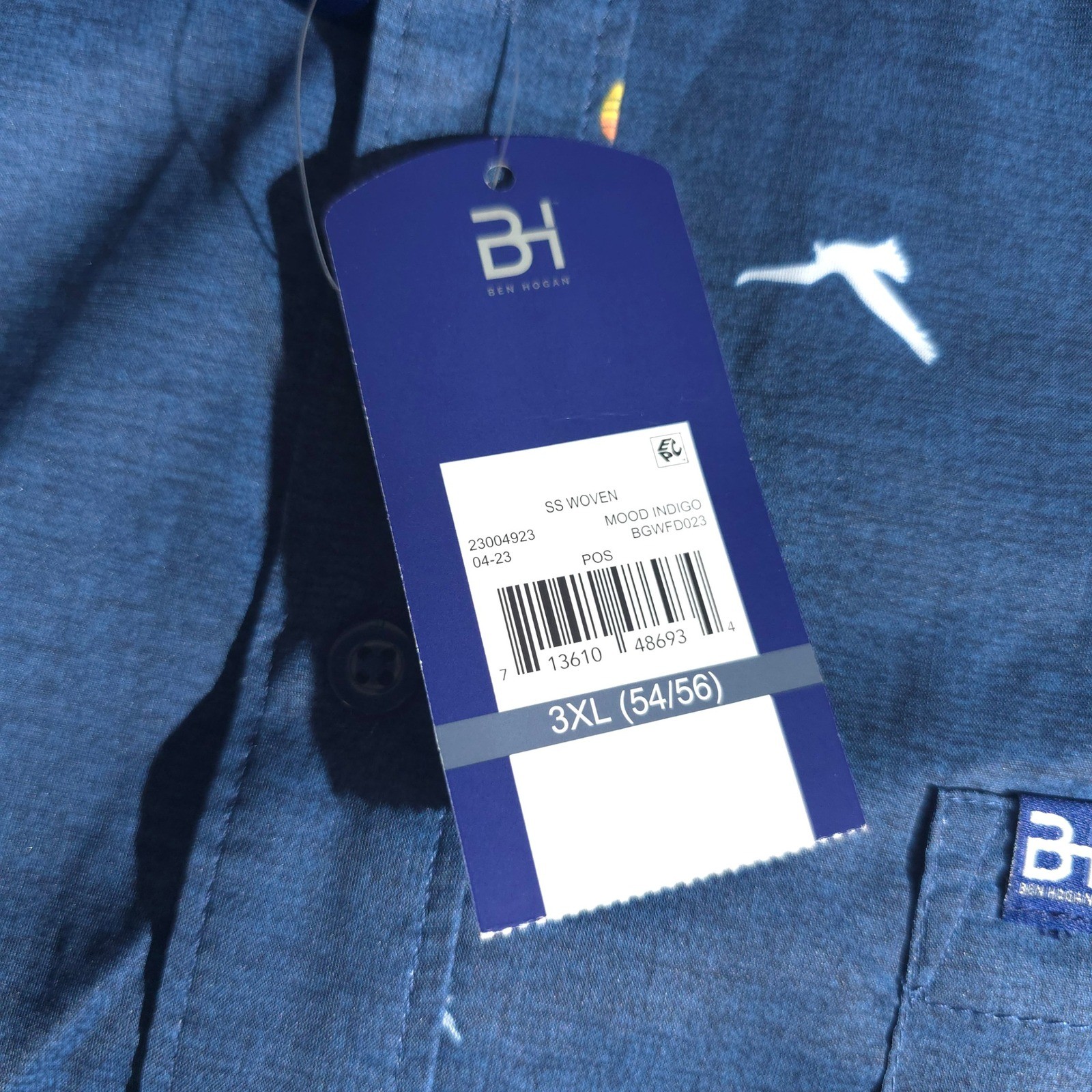 New Ben Hogan Golf Shirt Mens 3XL Blue Novelty Print Modern Fit NWT All Over