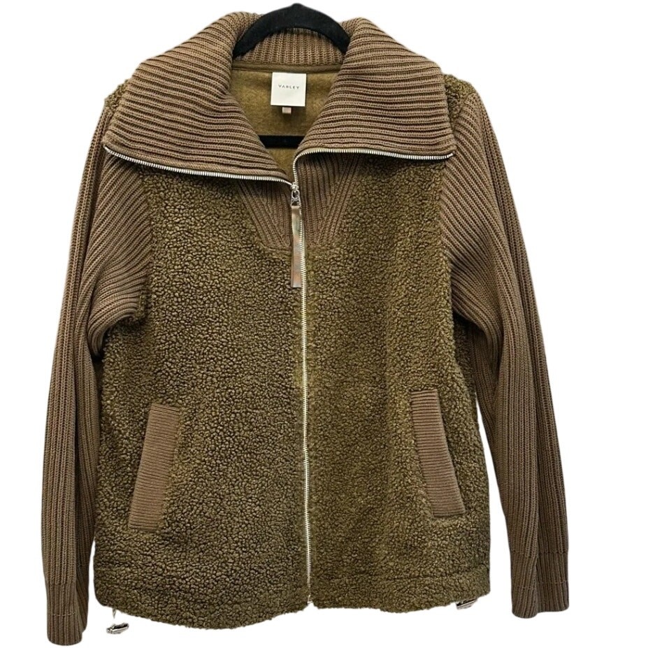 Varley Ardley Zip Through Mixed Media Green Jacket L