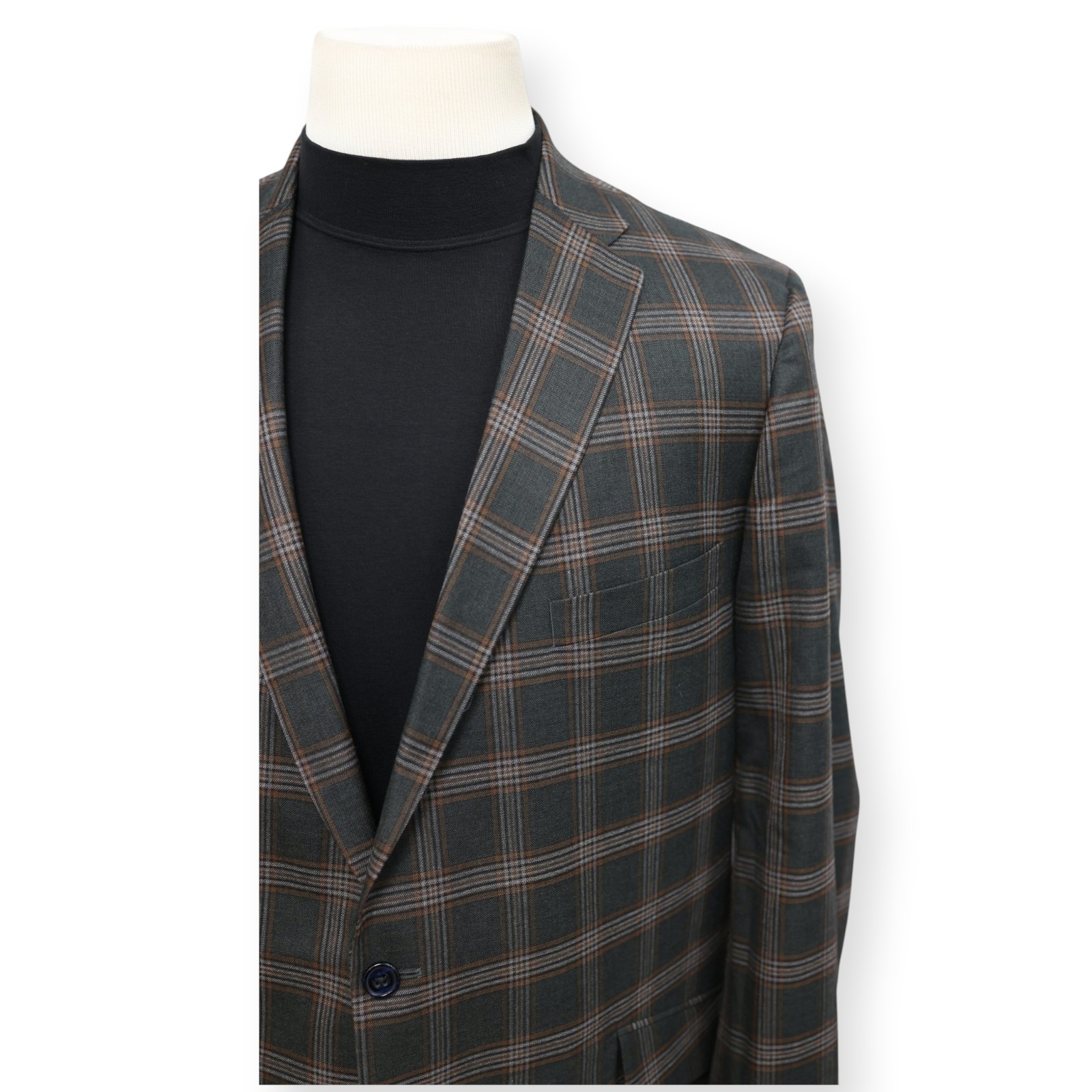 CORPORATE IMAGE TOM JAMES mens green WINDOWPANE sport coat jacket blazer 44 L