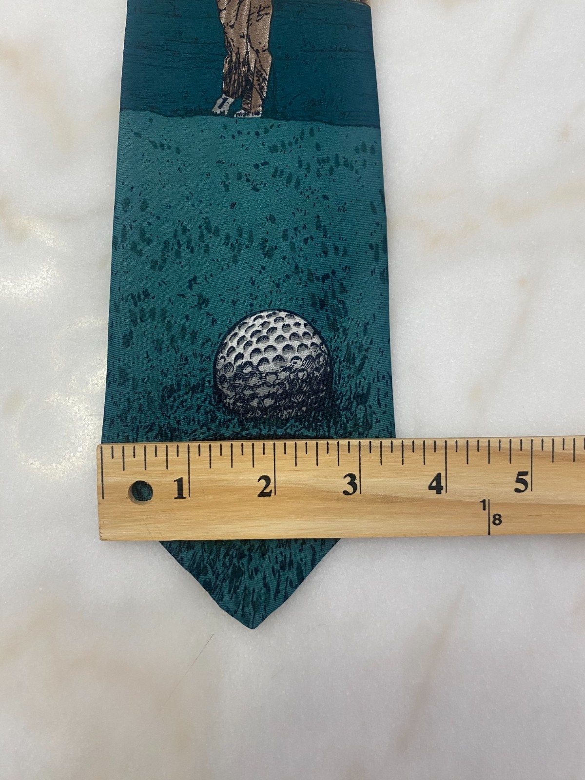 American Sports Golf Tie Novelty Golfer Golf Ball Scene Silk USA Made Wide 90s