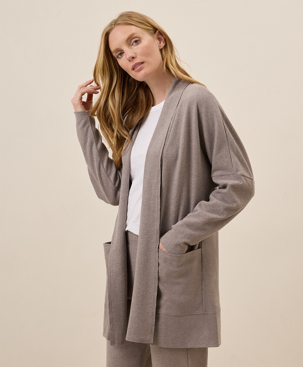 Pact Women’s Airplane Wrap Cardigan Deep Taupe Heather Large Extra Large