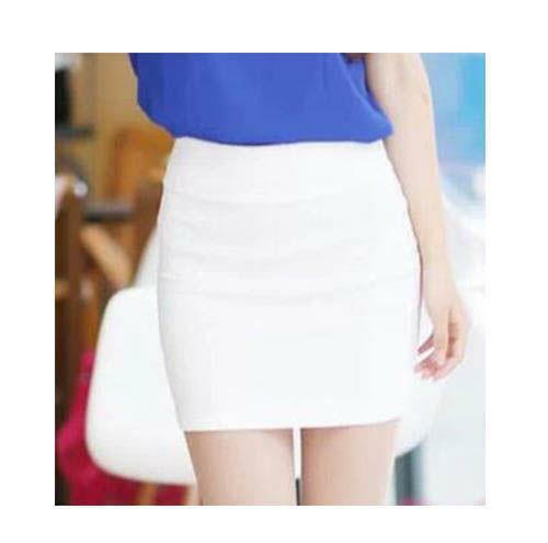 Women Basic Mid Waist Pencil Bodycon Mini Skirt Pleated Stretch Office Dress