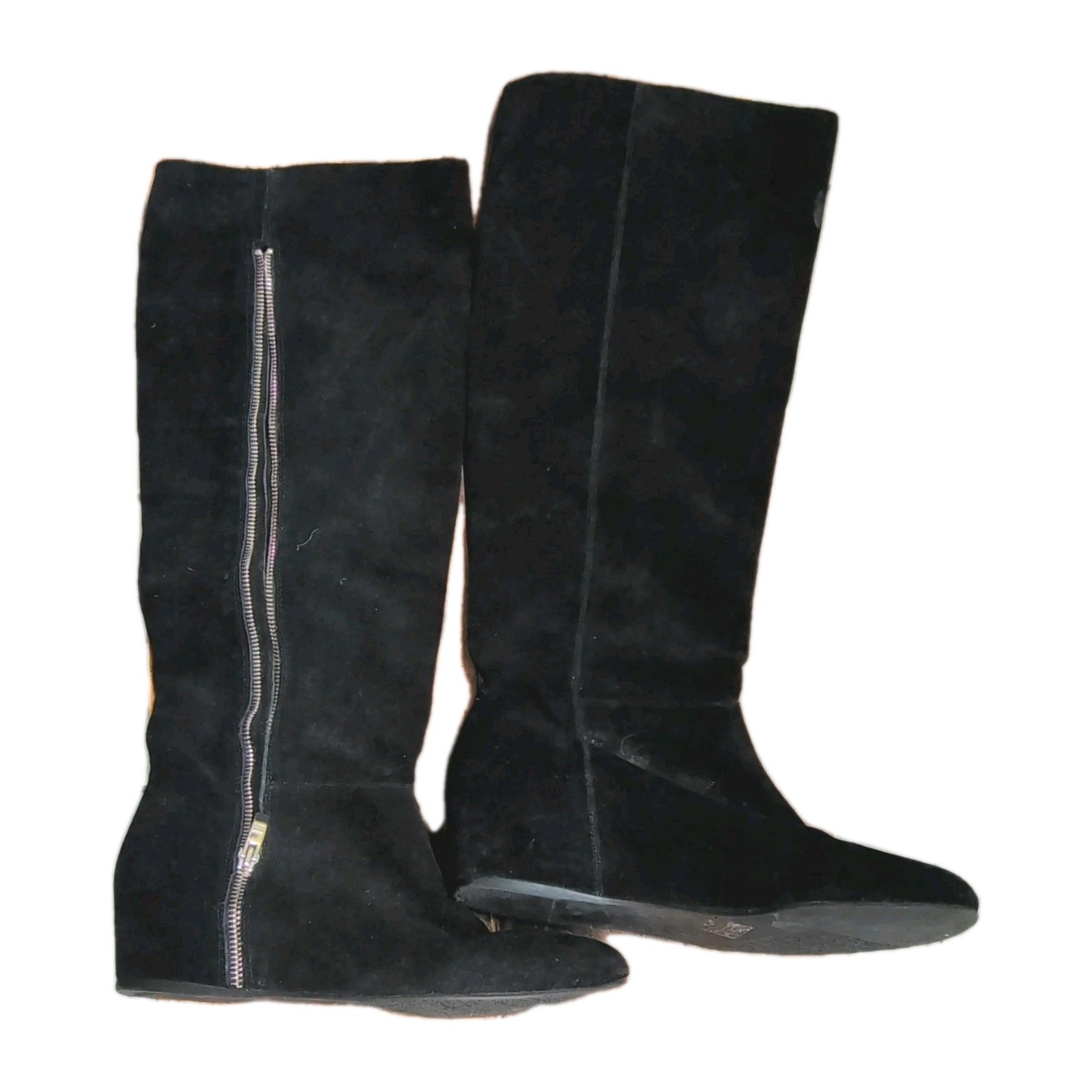 BCBGeneration Women’s Black Suede Riding Knee-High Pointed Toe Zip Boot 10 B