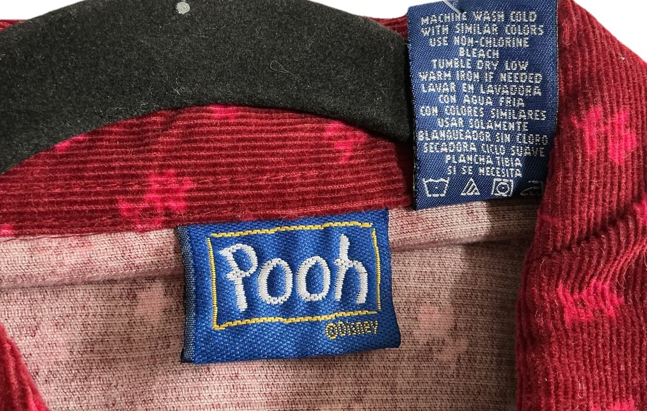 Winnie The Pooh Women’s Burgundy Corduroy Embroidered Button Shirt Medium NWT