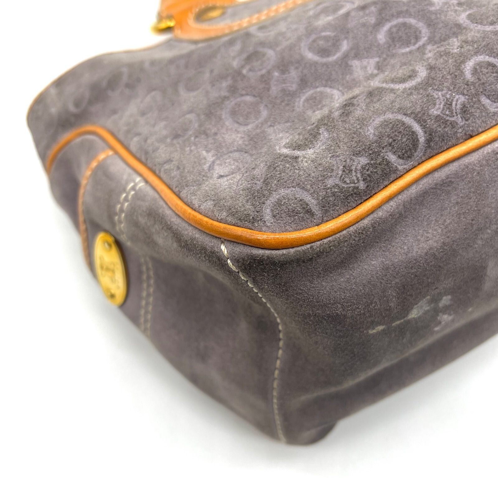 CELINE Boogie Bag C Macadam Suede Leather Gray Vintage Authentic From Japan