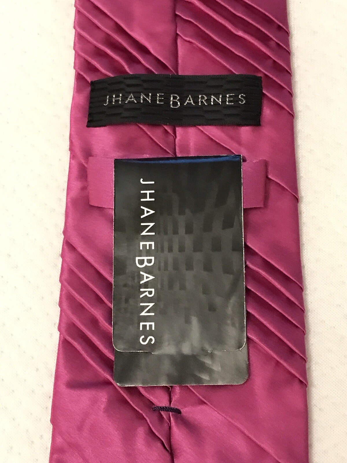 Jhane Barnes Silk Satin Look Neck Tie NEW Pleated Solid Pink 56” x 3 1/4” Formal