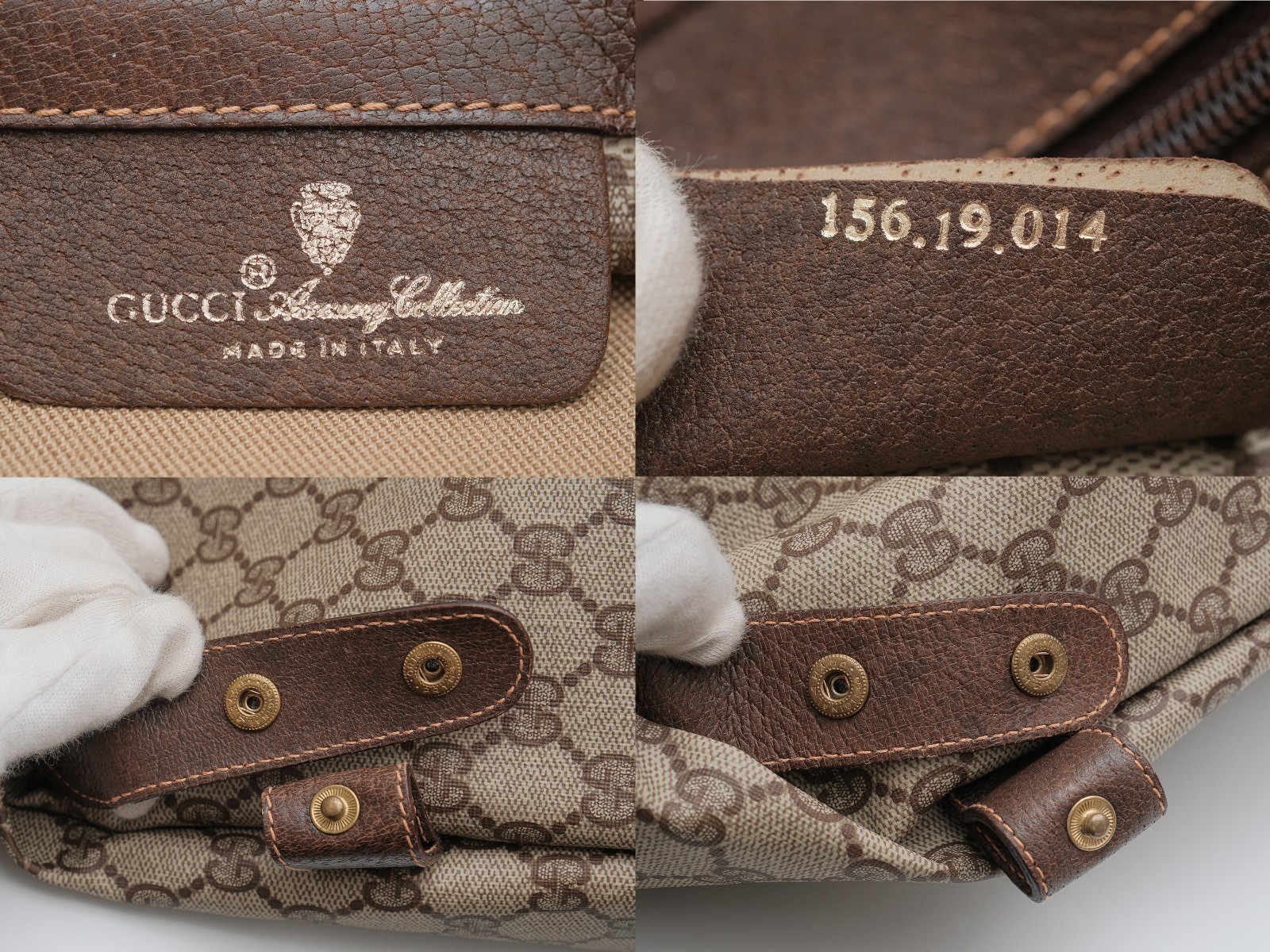 Vintage Gucci Travel Boston Tote Shoulder Bag GG Web Sherry Line 156.19