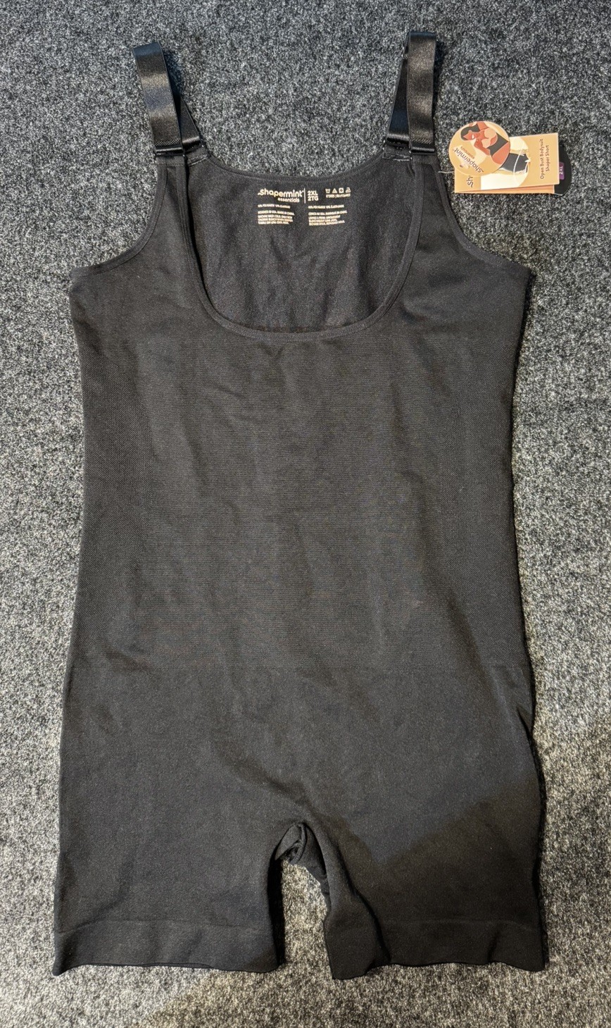 SHAPERMINT Open Bust Bodysuit / Shaper Shorts Black Womens Size 2XL