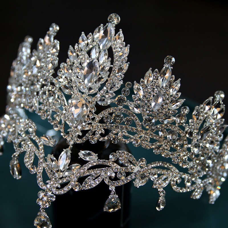 11cm Tall Luxury Crystal Wedding Queen Princess Tiara Crown For Women