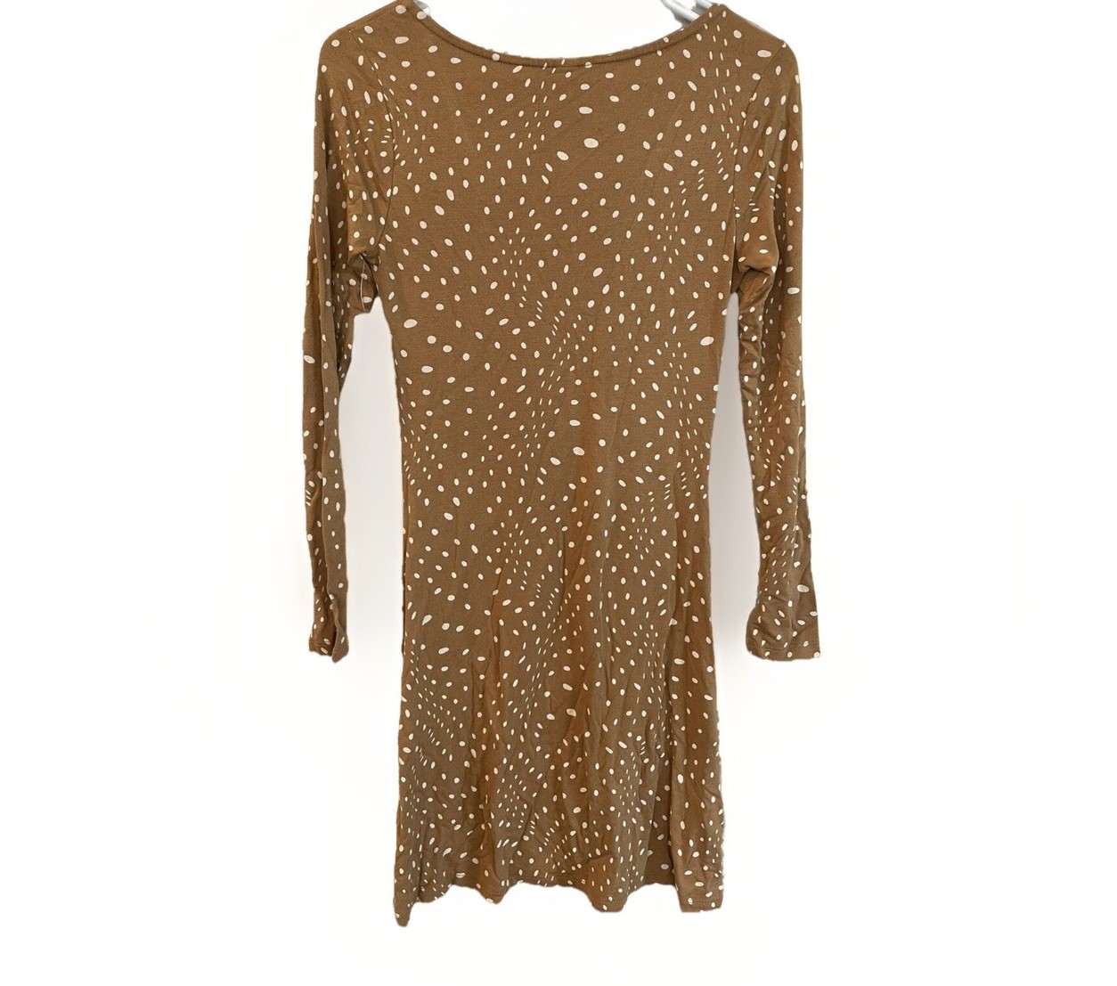 BP Nordstrom Brown Dot Print Dress Size XS NWT V-Neck Stretchy Boho Preppy