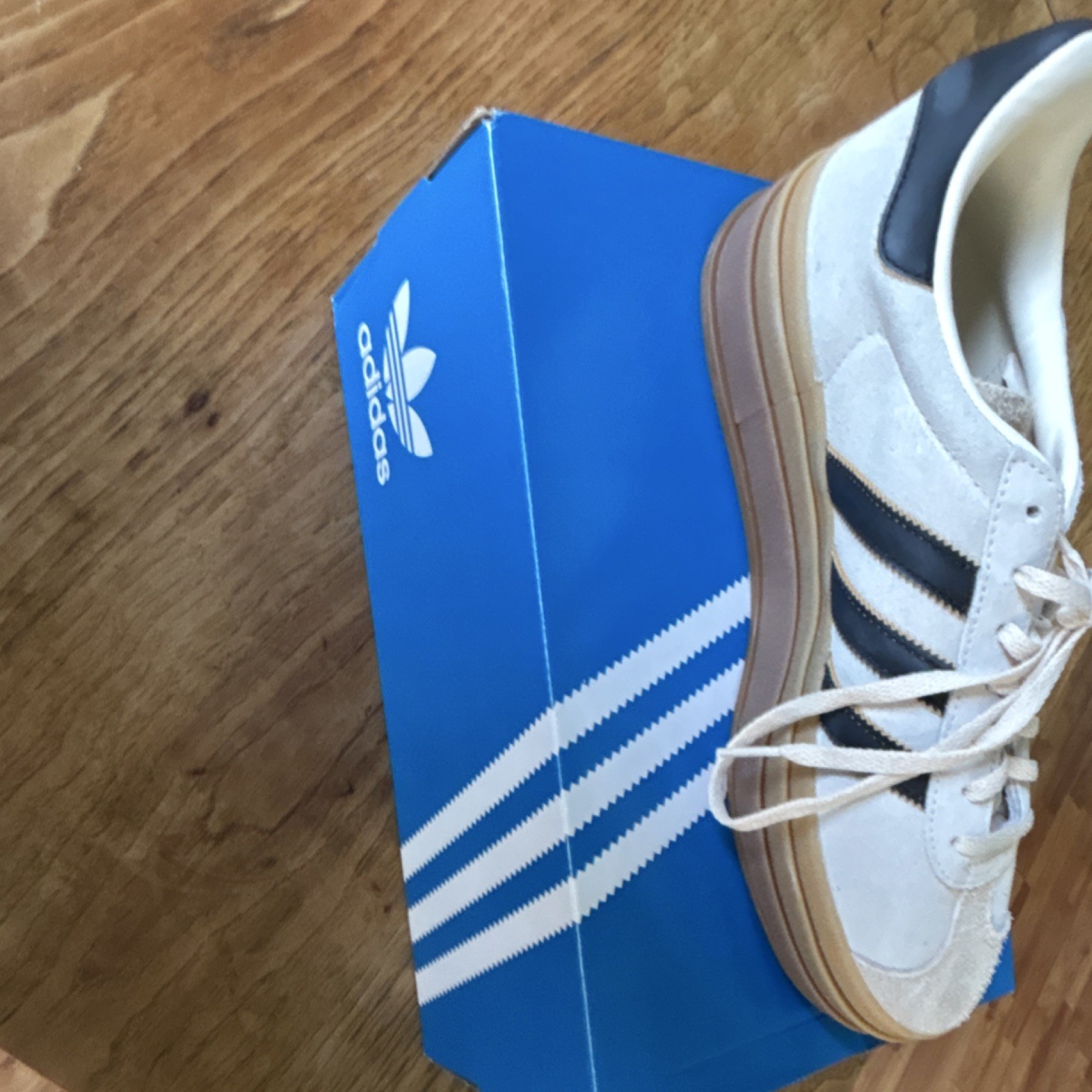 adidas Gazelle Bold W Cream Black Gum Suede Striped Logo Women’s Sneakers
