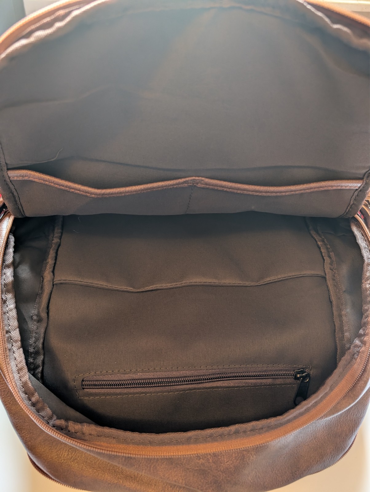Mroede Faux Leather Laptop Backpack Purse 15.6 Inch Brown Travel Bag Tassel