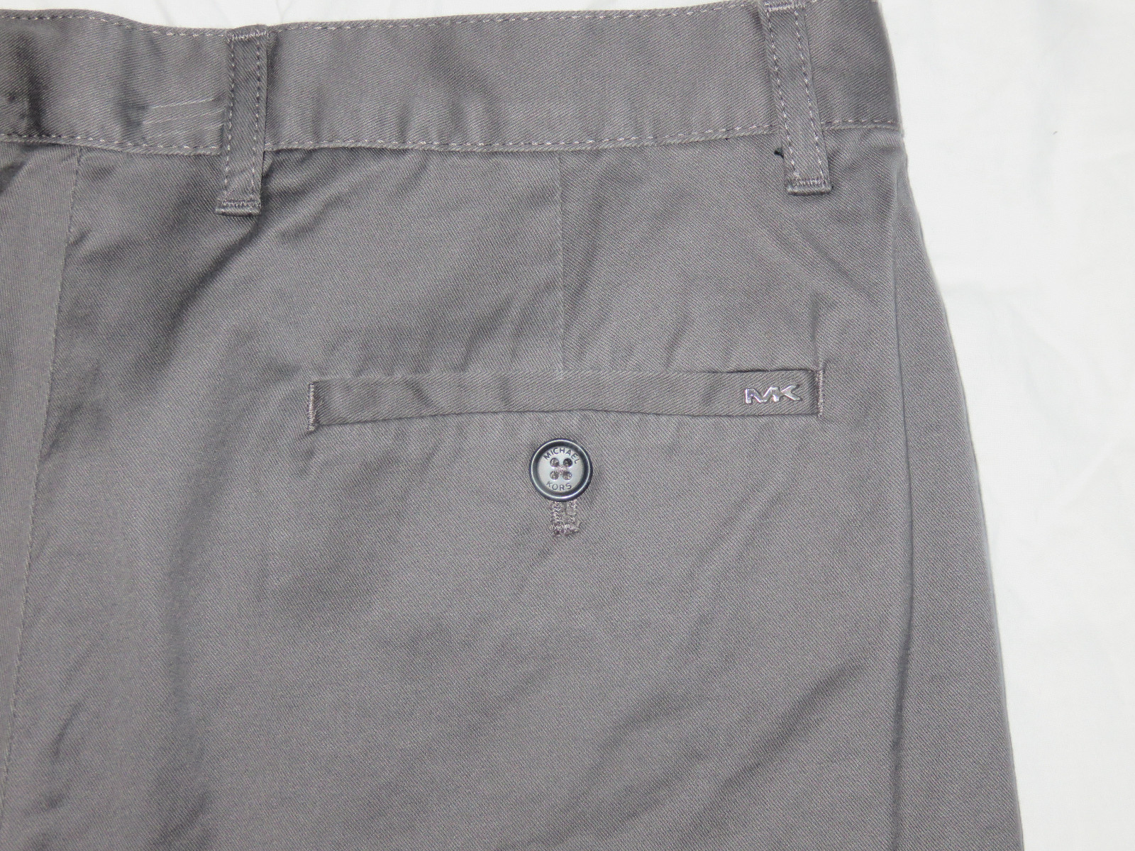 Michael Kors Men Grey Battleship Cotton Flat Front Shorts Size 30 40 NEW $90