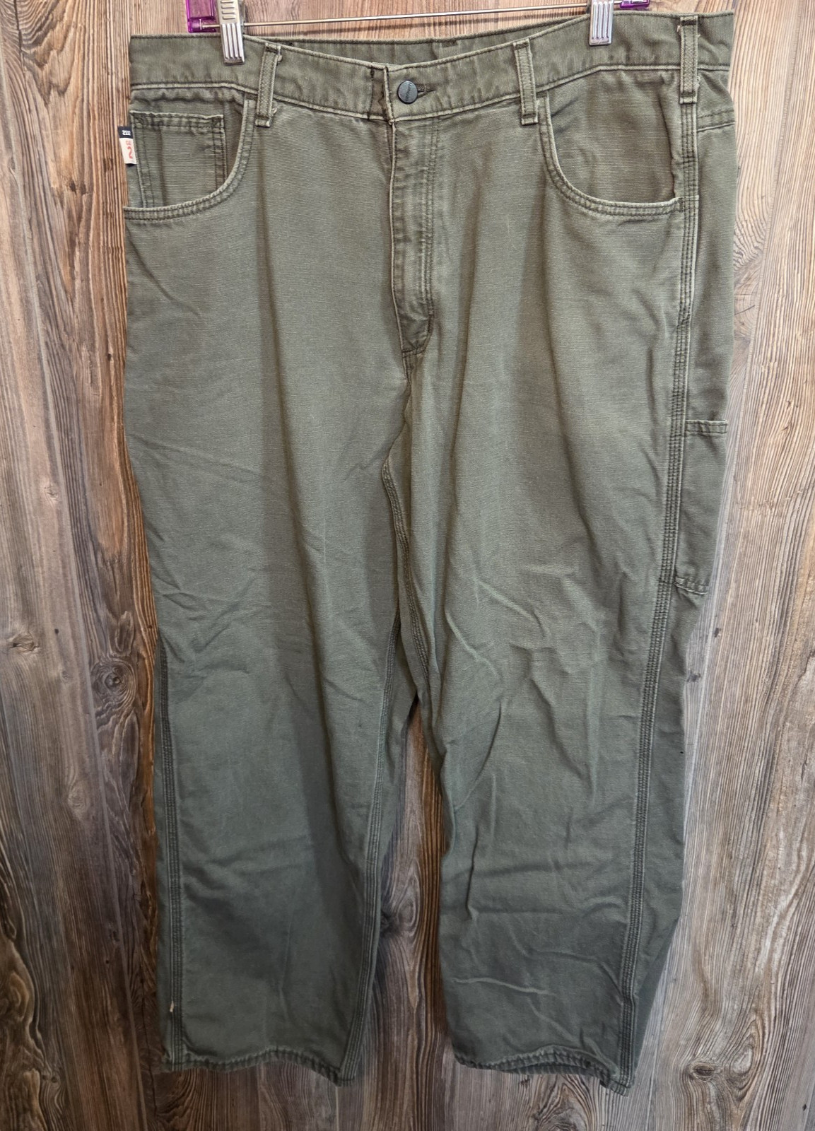 Carhartt FR Pants Men Size 38×32 Work Pants Green FRB159-MOS Flame Resistant
