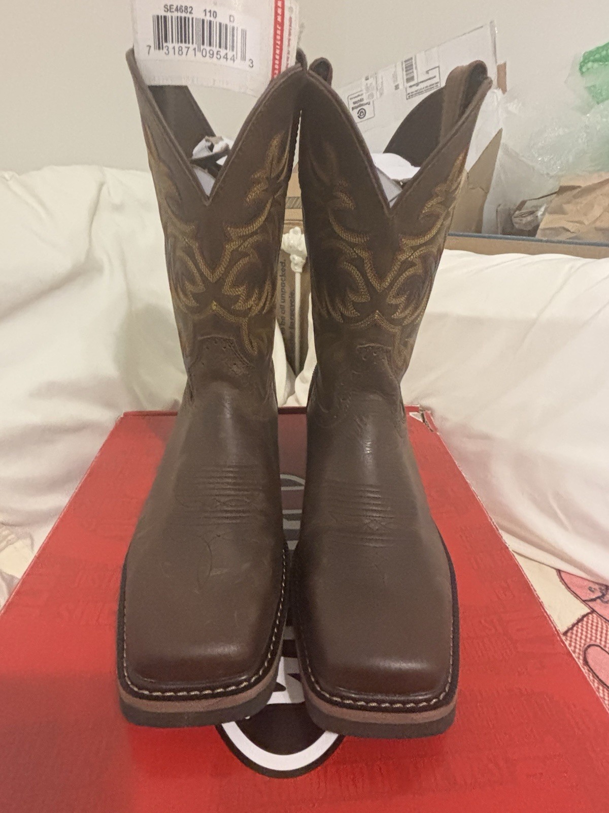 Justin WK4681 Driller Work Boots Size 11D Square Toe Soft Toe Western wear